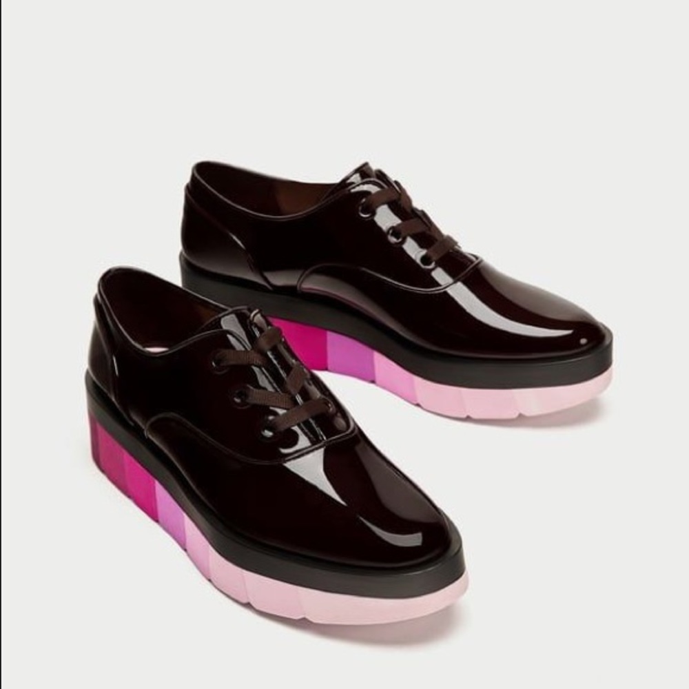 Zara Platform Oxford Shoes with Multicolor Soles